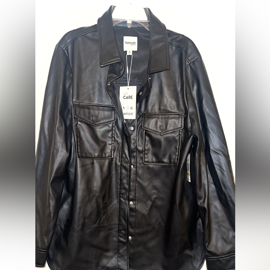 Button Down Leather Jacket.